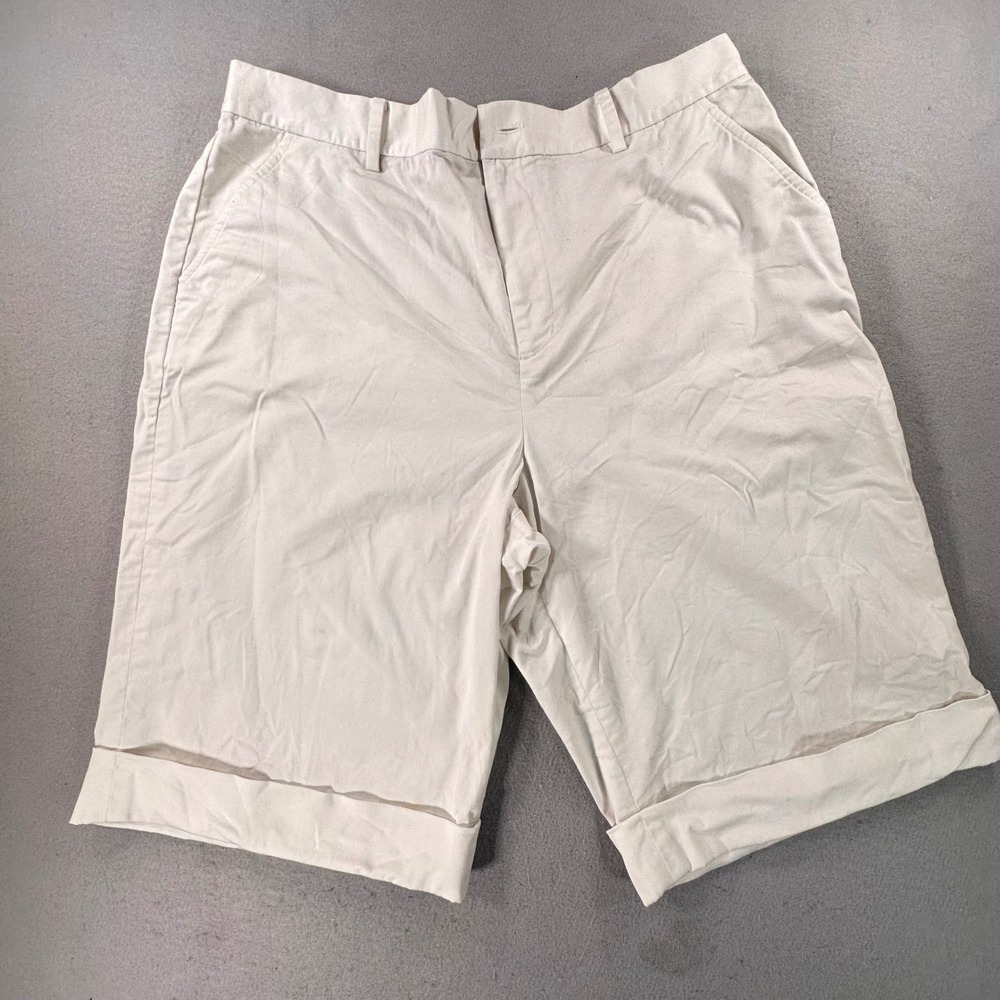 Lauren Active Ralph Lauren Beige Bermuda Shorts Women 14 Cuffed Chino Cotton